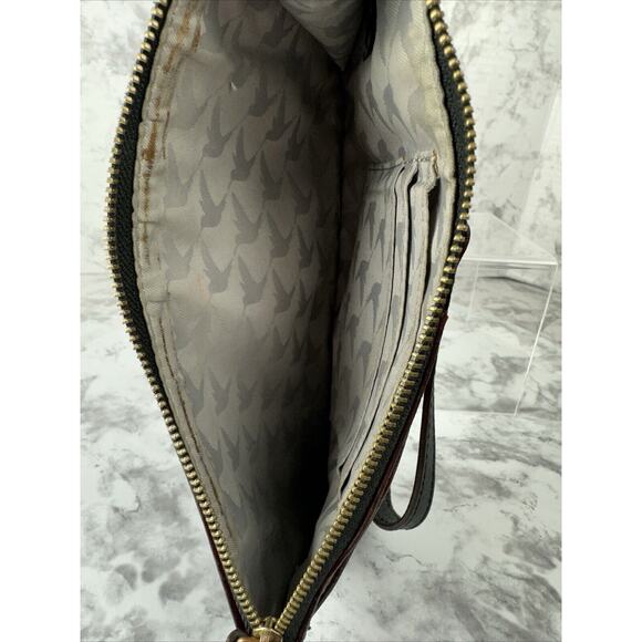 LO & SONS Saffiano Wristlet Pouch Wallet Phone Case Black Leather - Picture 11 of 12